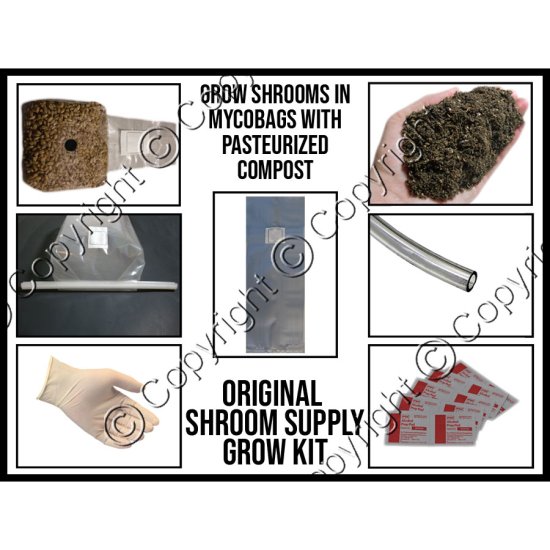 Mushroom Grow Kit w/ Pre-Pasteurized Compost & MycoBags - Click Image to Close