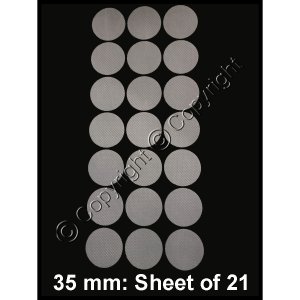 (image for) Adhesive Synthetic Filter Disc Stickers - 35 mm - Sheet of 21