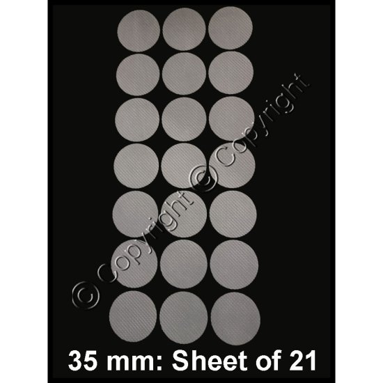 (image for) Adhesive Synthetic Filter Disc Stickers - 35 mm - Sheet of 21